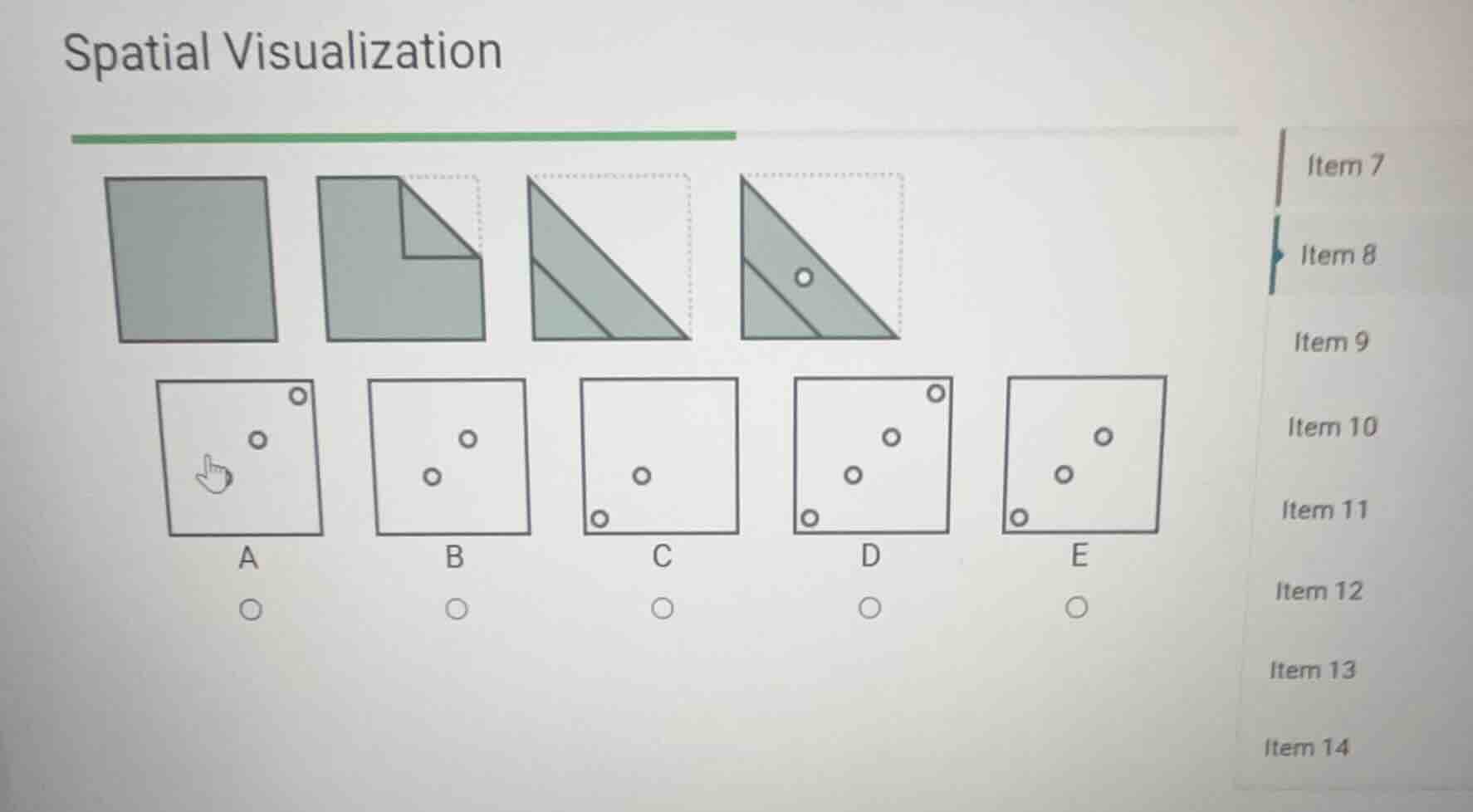 spatial visualization item 7 item 8 item 9 item 10 item 11 item 12 item…