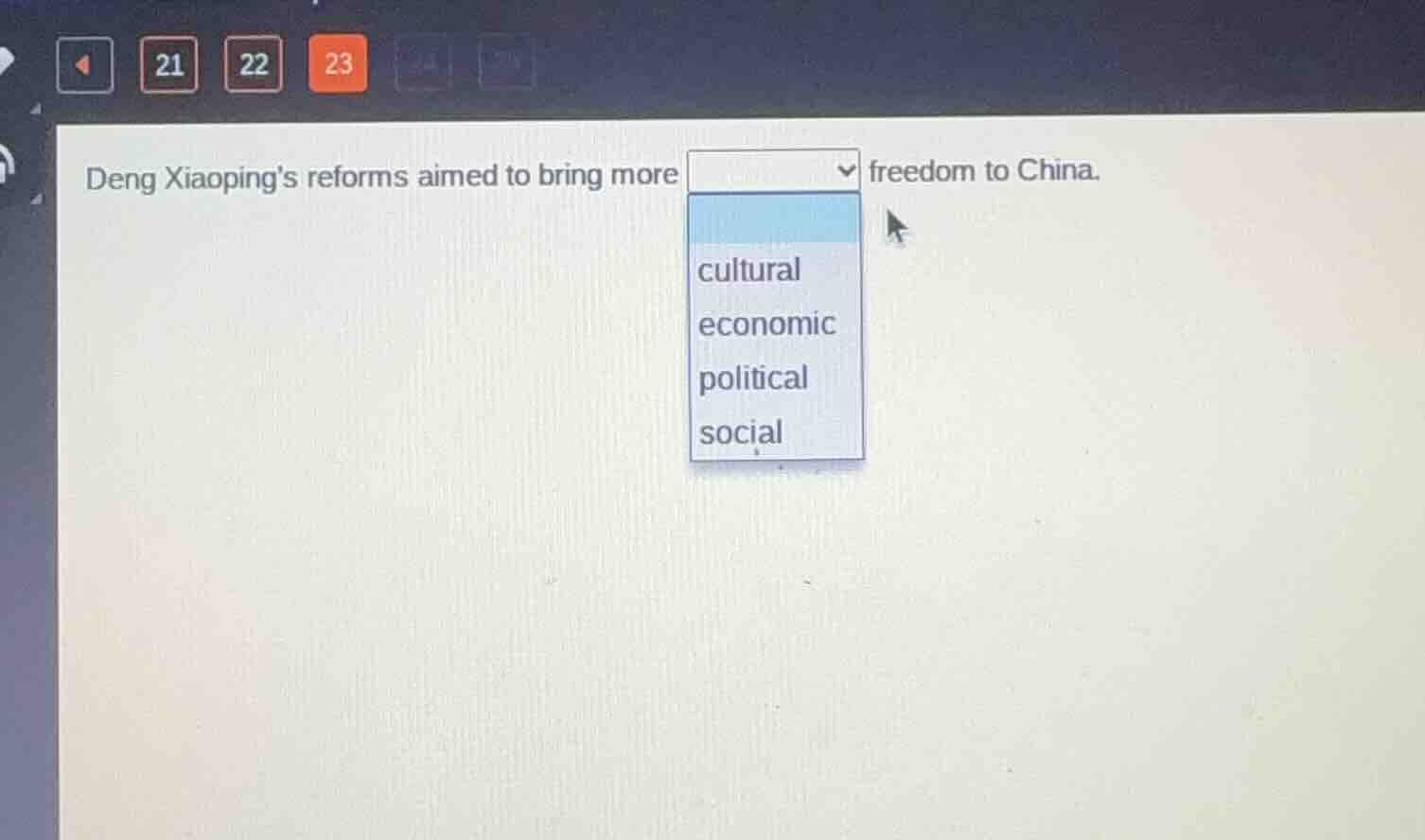 deng xiaopings reforms aimed to bring more freedom to china. options: c…