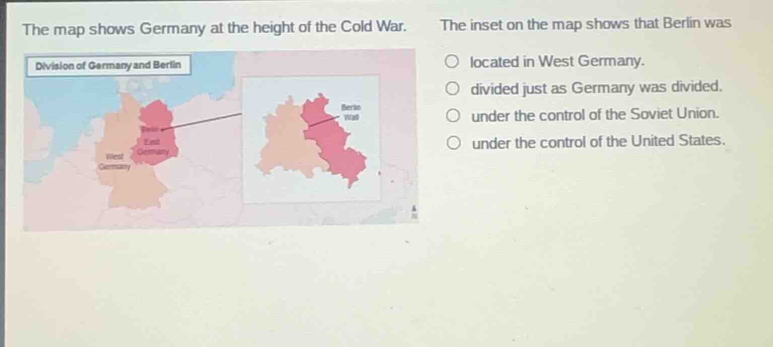 the map shows germany at the height of the cold war. the inset on the m…