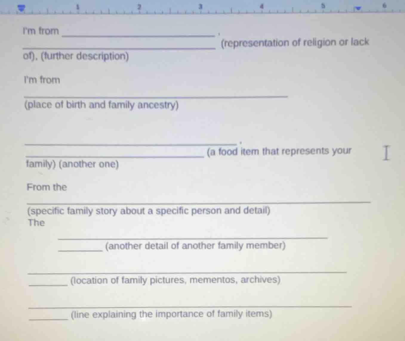 im from __________________________. __________________________ (represe…