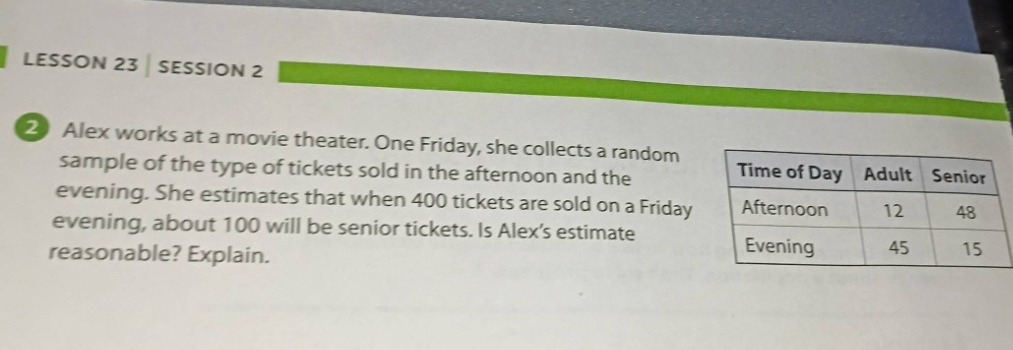 lesson 23 | session 2 2 alex works at a movie theater. one friday, she …