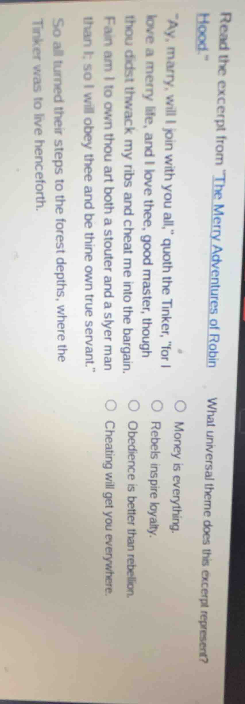 read the excerpt from \the merry adventures of robin hood.\ \ay, marry,…