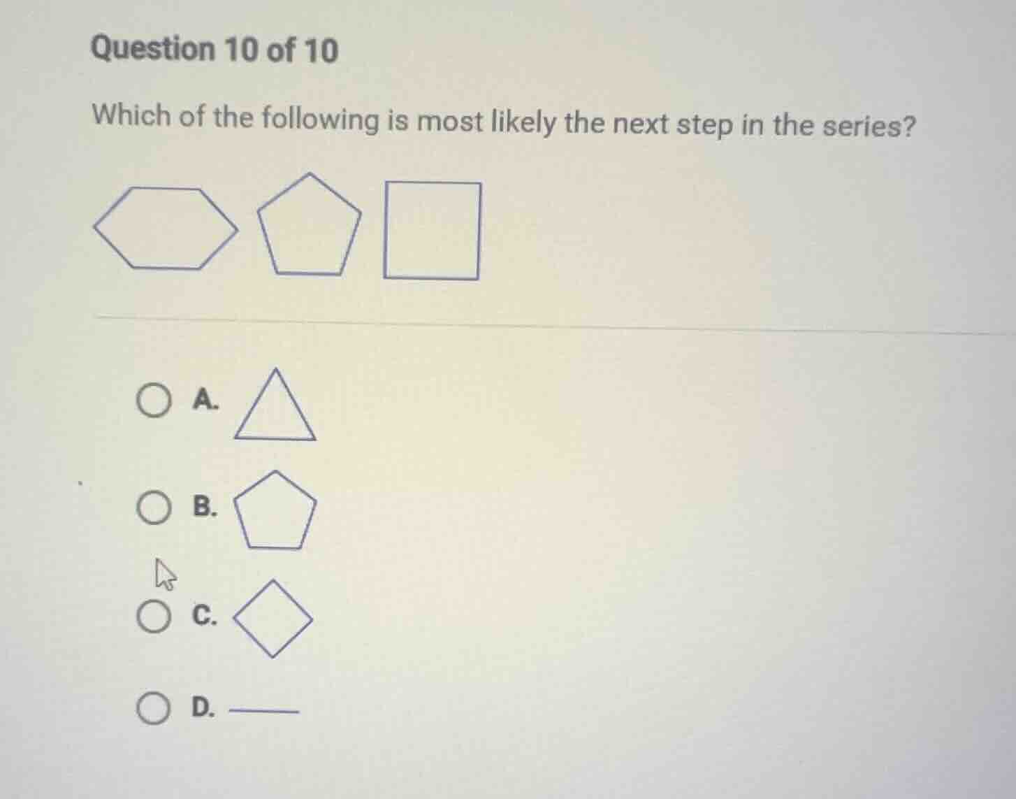 question 10 of 10 which of the following is most likely the next step i…