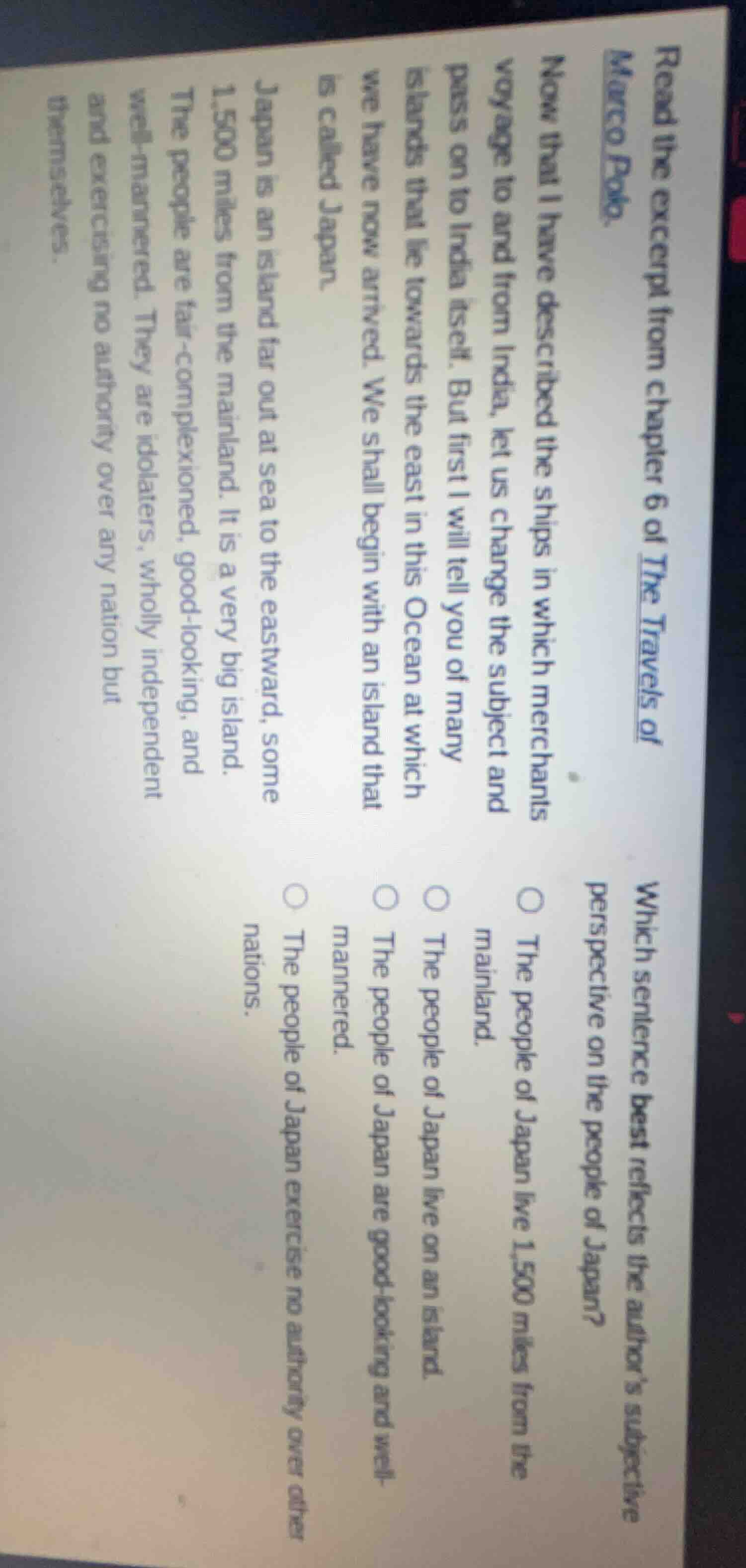 read the excerpt from chapter 6 of the travels of marco polo. now that …