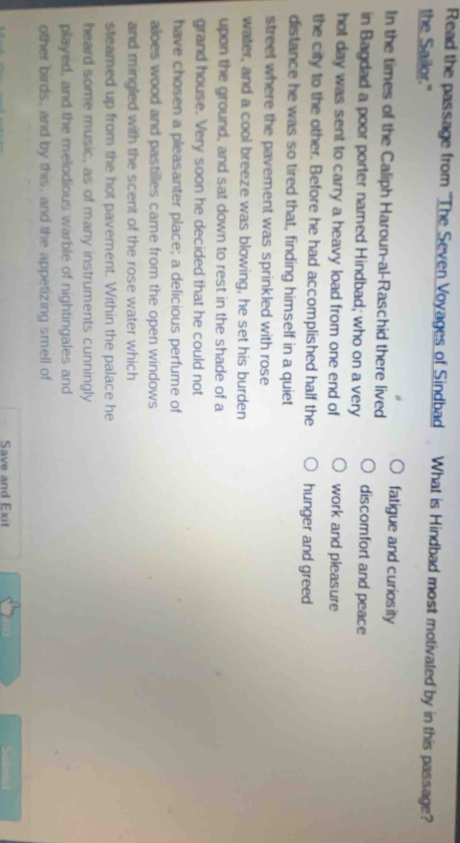 read the passage from the seven voyages of sindbad the sailor. in the t…