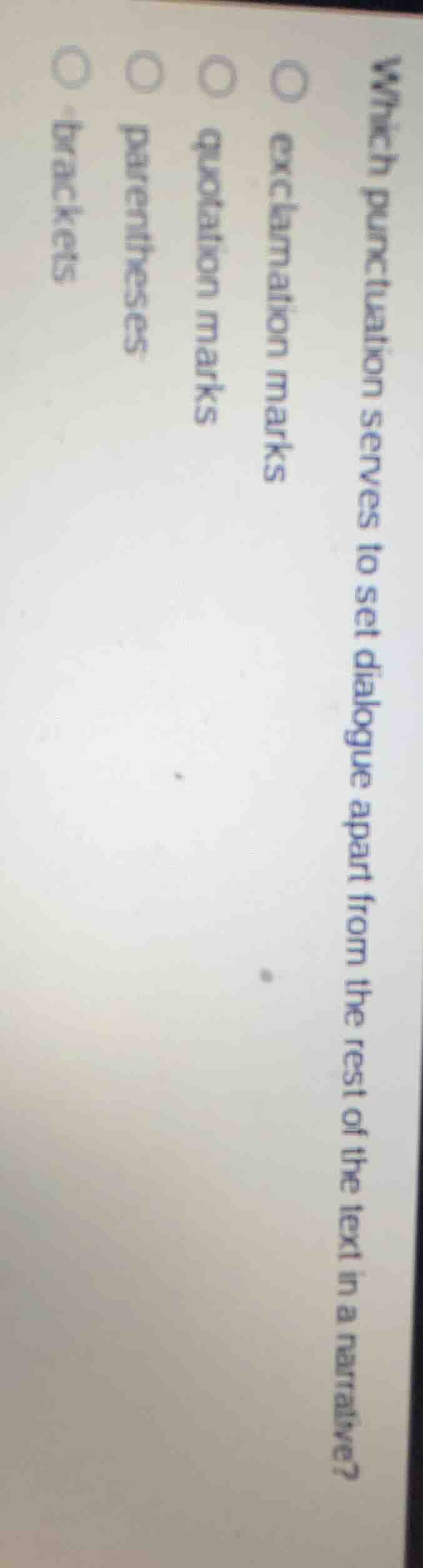 which punctuation serves to set dialogue apart from the rest of the tex…