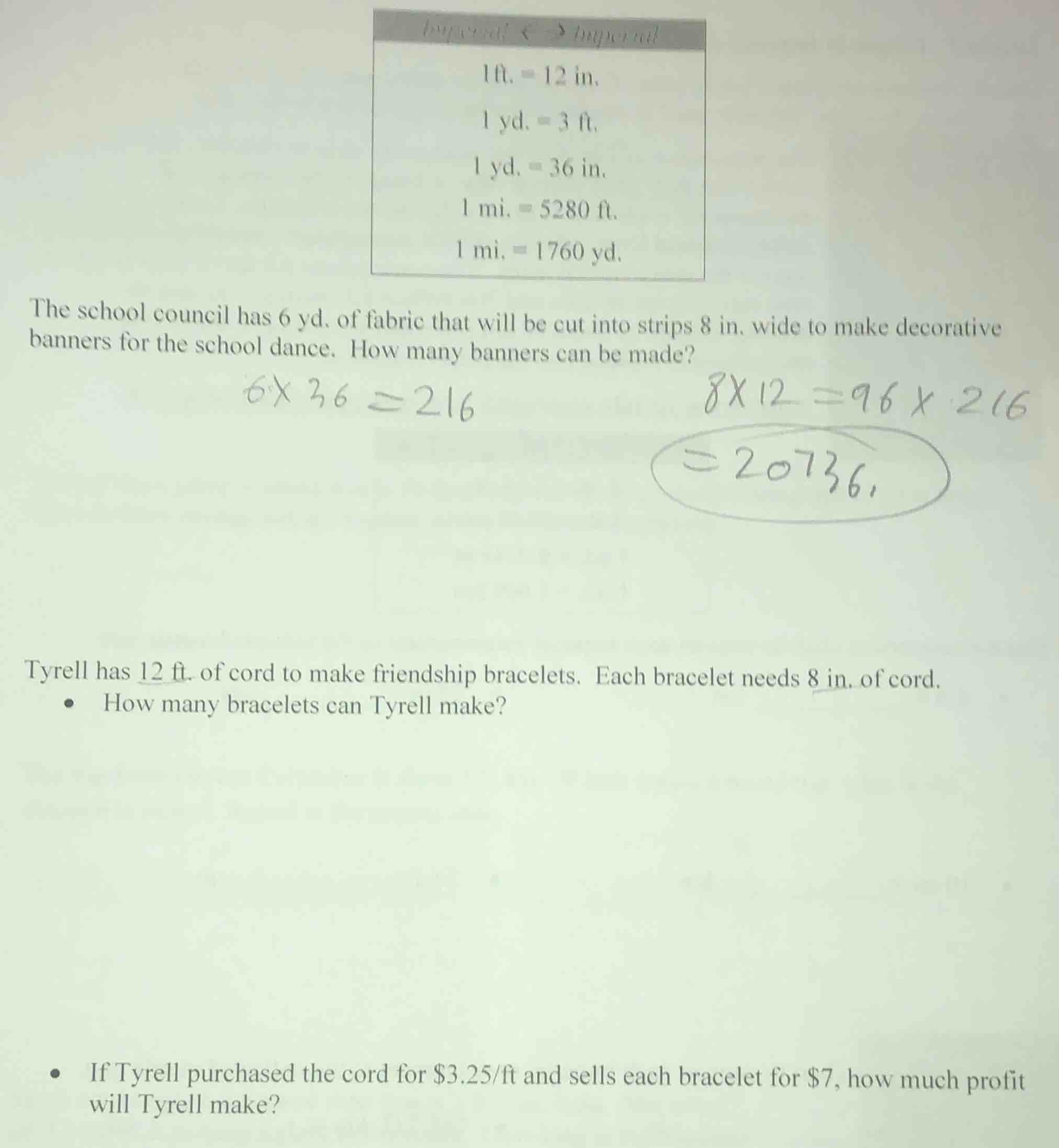 1ft. = 12 in. 1 yd. = 3 ft. 1 yd. = 36 in. 1 mi. = 5280 ft. 1 mi. = 176…