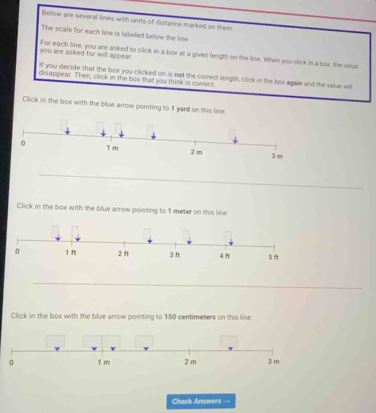 below are several lines with units of distance marked on them. the scal…