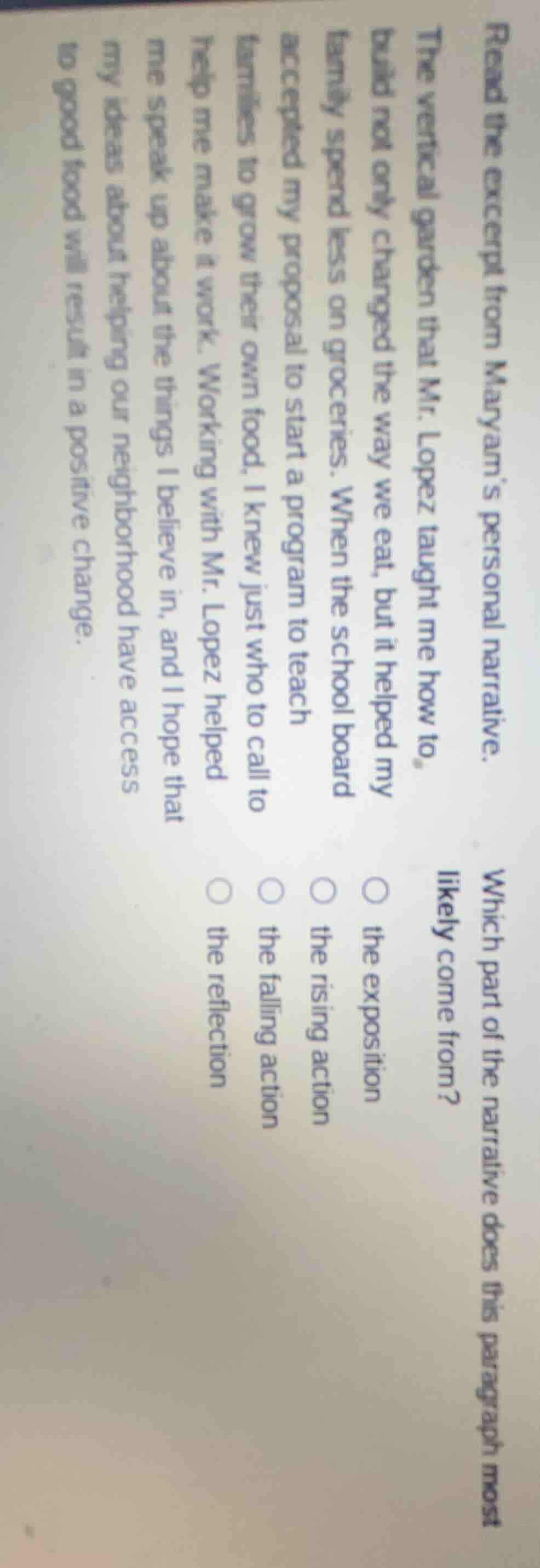 read the excerpt from maryam’s personal narrative. the vertical garden …