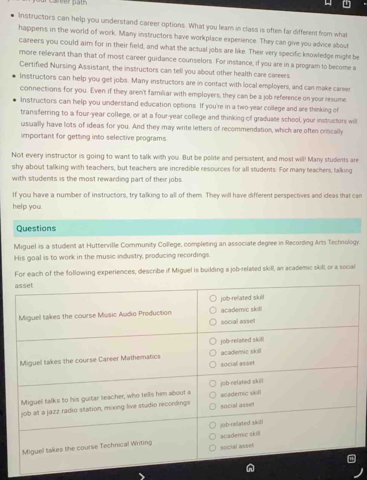 your career path - instructors can help you understand career options. …