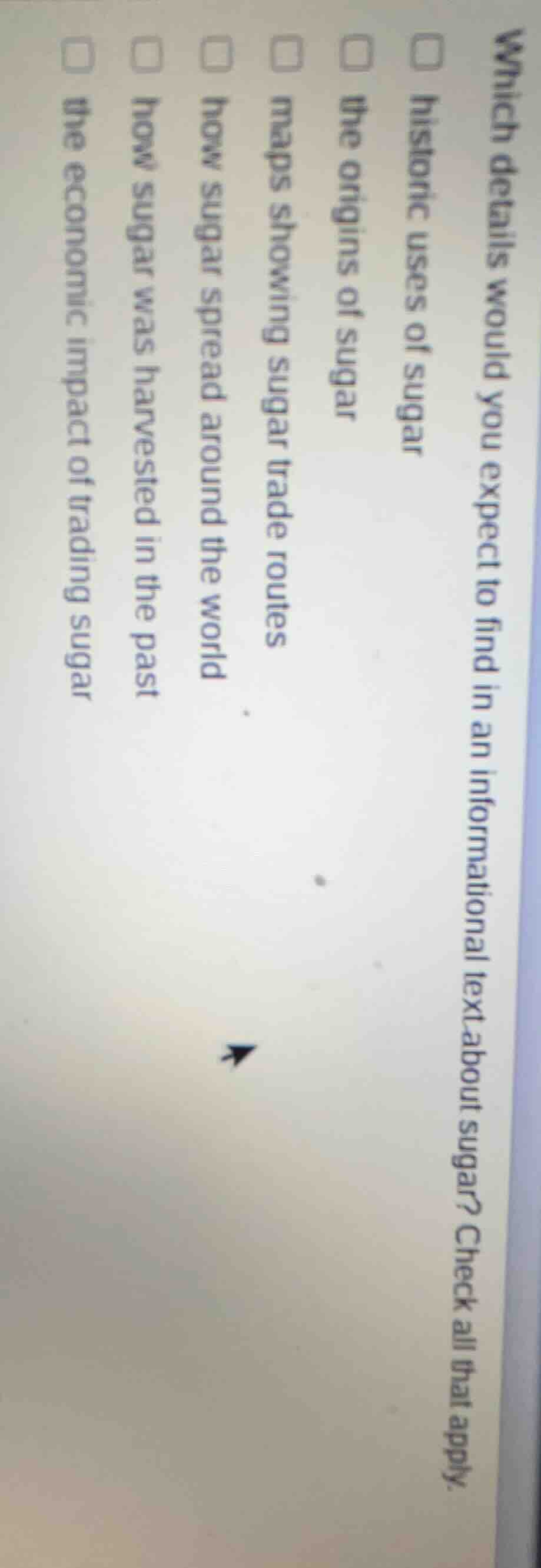 which details would you expect to find in an informational text about s…