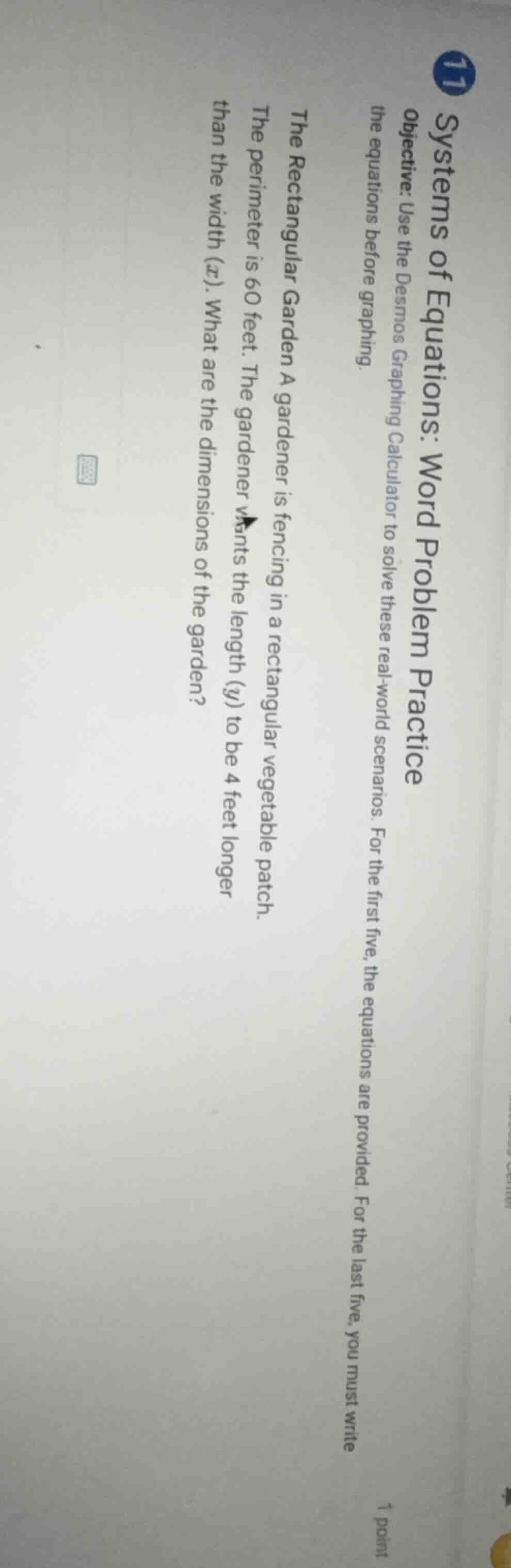 11 systems of equations: word problem practice objective: use the desmo…