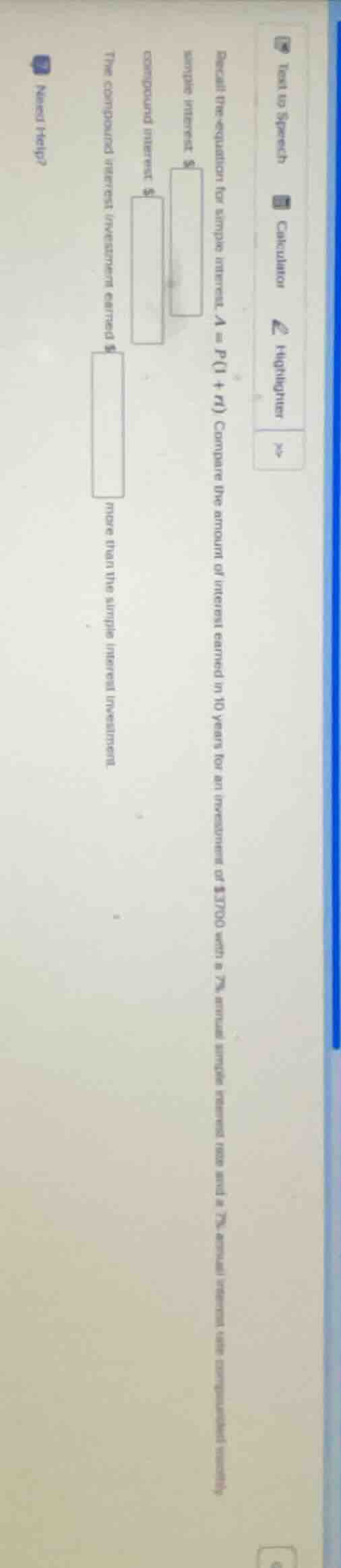 recall the equation for simple interest ( a = p(1 + rt) ). compare the …
