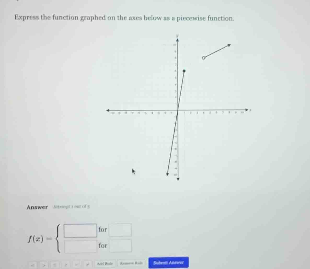 express the function graphed on the axes below as a piecewise function.…