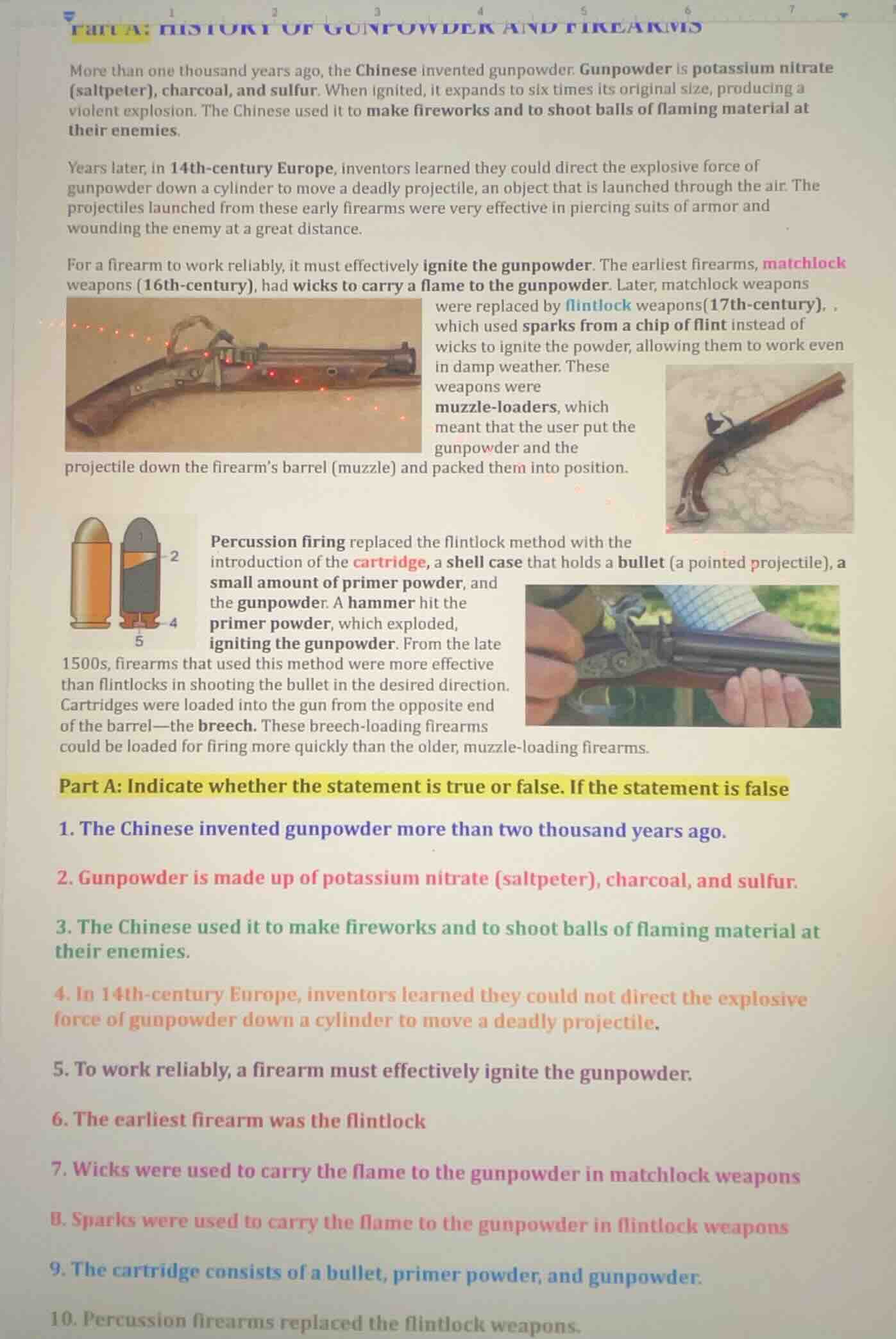 part a: history of gunpowder and firearms more than one thousand years …