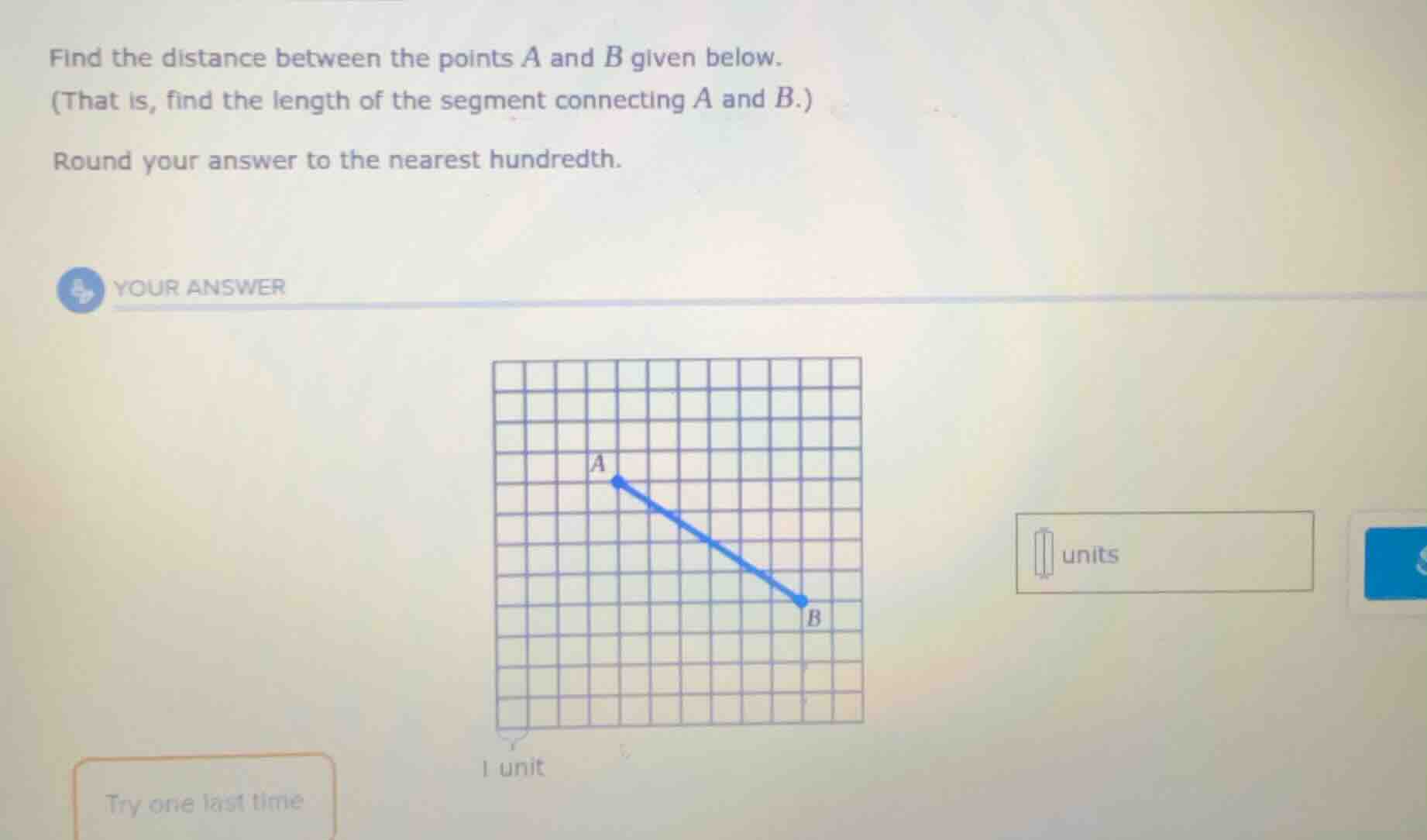 find the distance between the points a and b given below. (that is, fin…