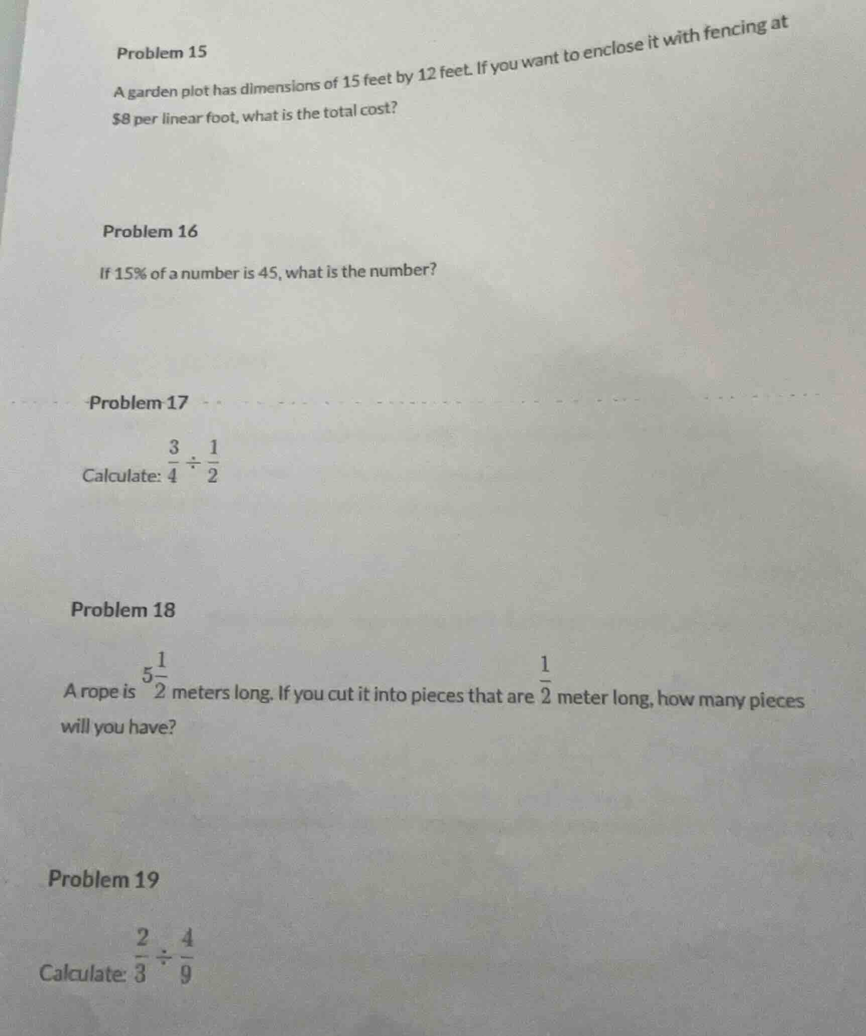 problem 15 a garden plot has dimensions of 15 feet by 12 feet. if you w…