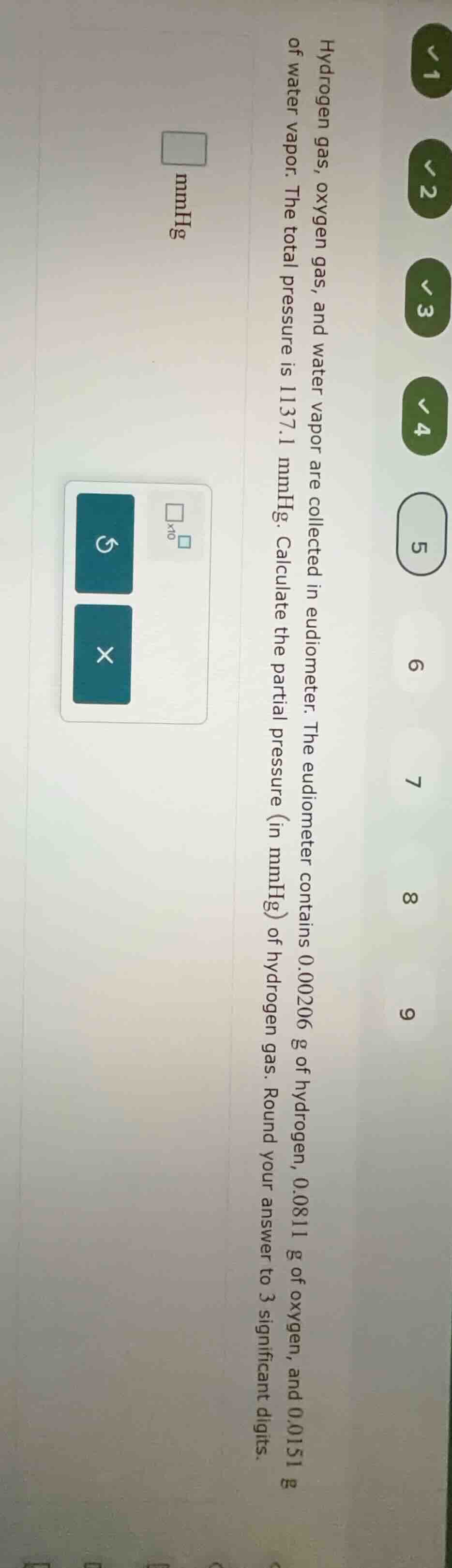 hydrogen gas, oxygen gas, and water vapor are collected in eudiometer. …