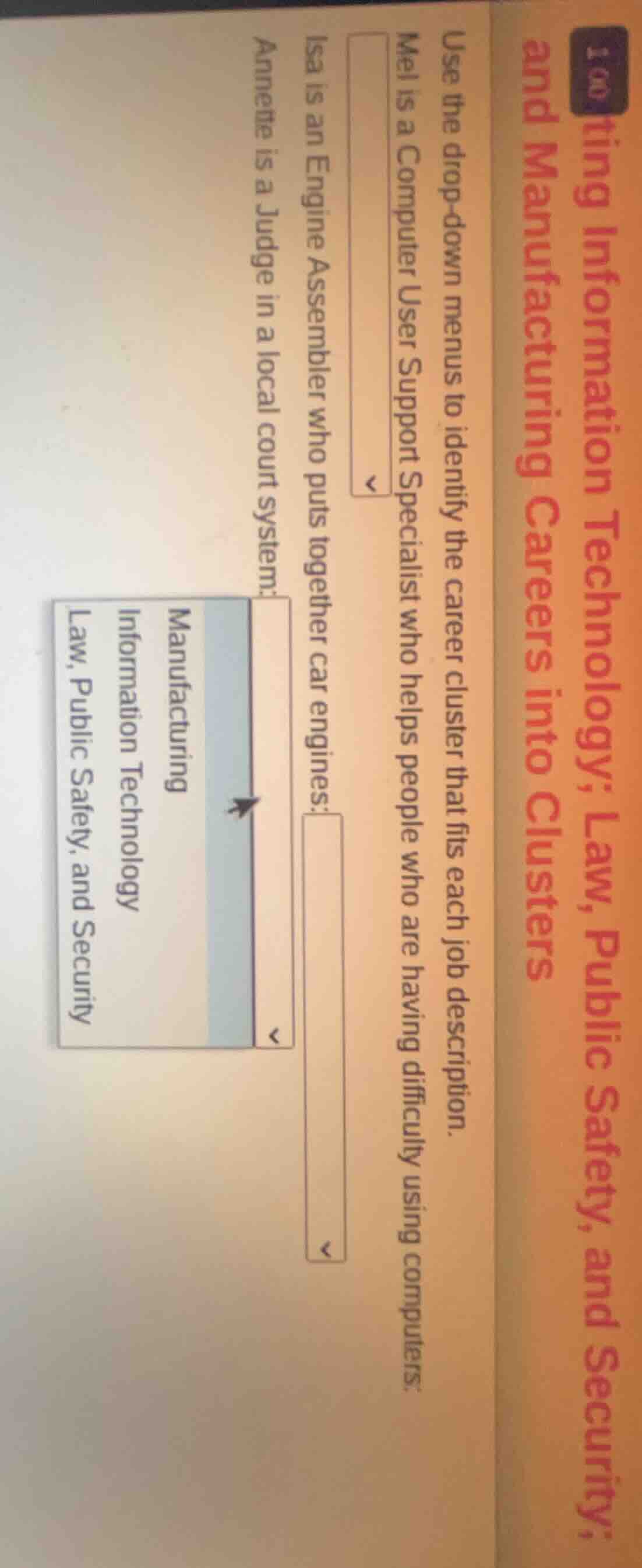 1.00 ting information technology; law, public safety, and security; and…