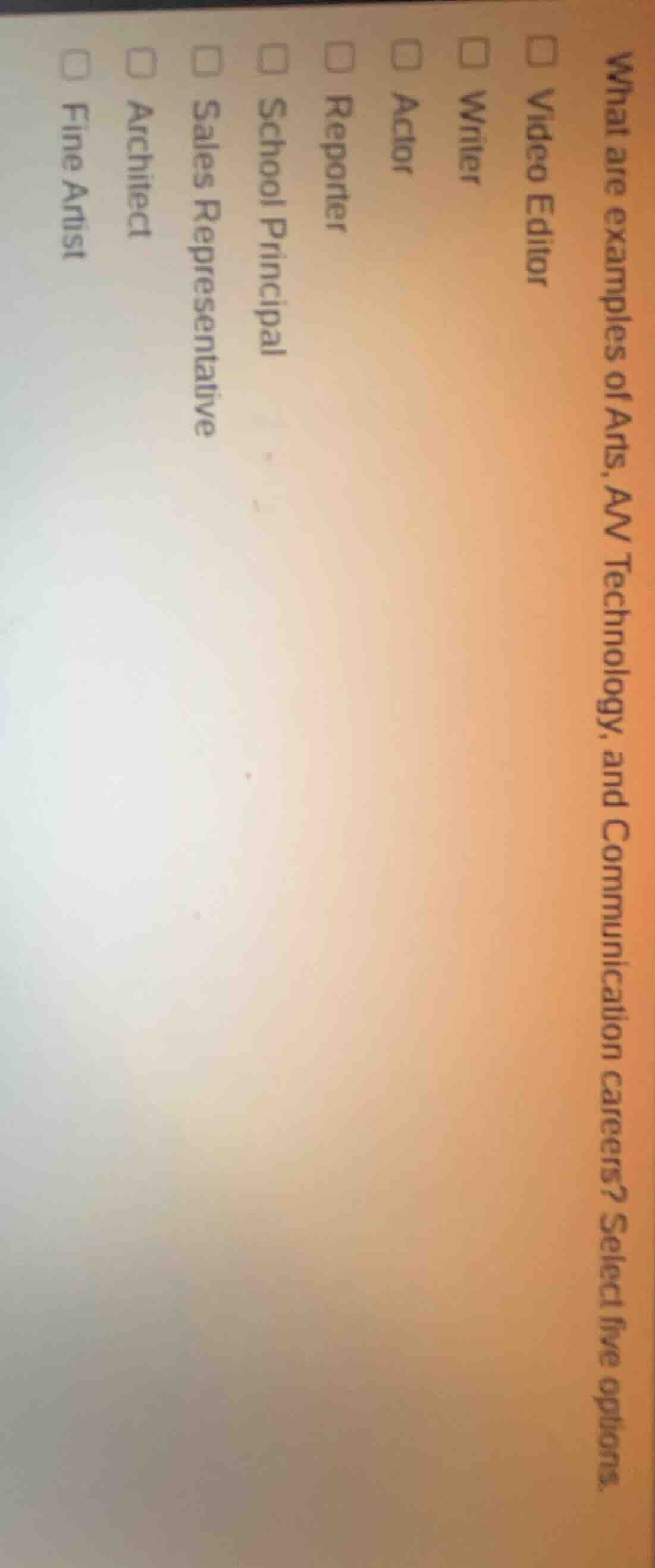 what are examples of arts, av technology, and communication careers? se…