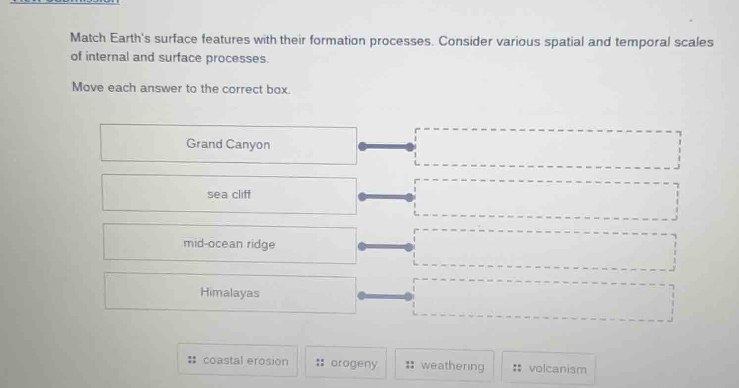 match earths surface features with their formation processes. consider …