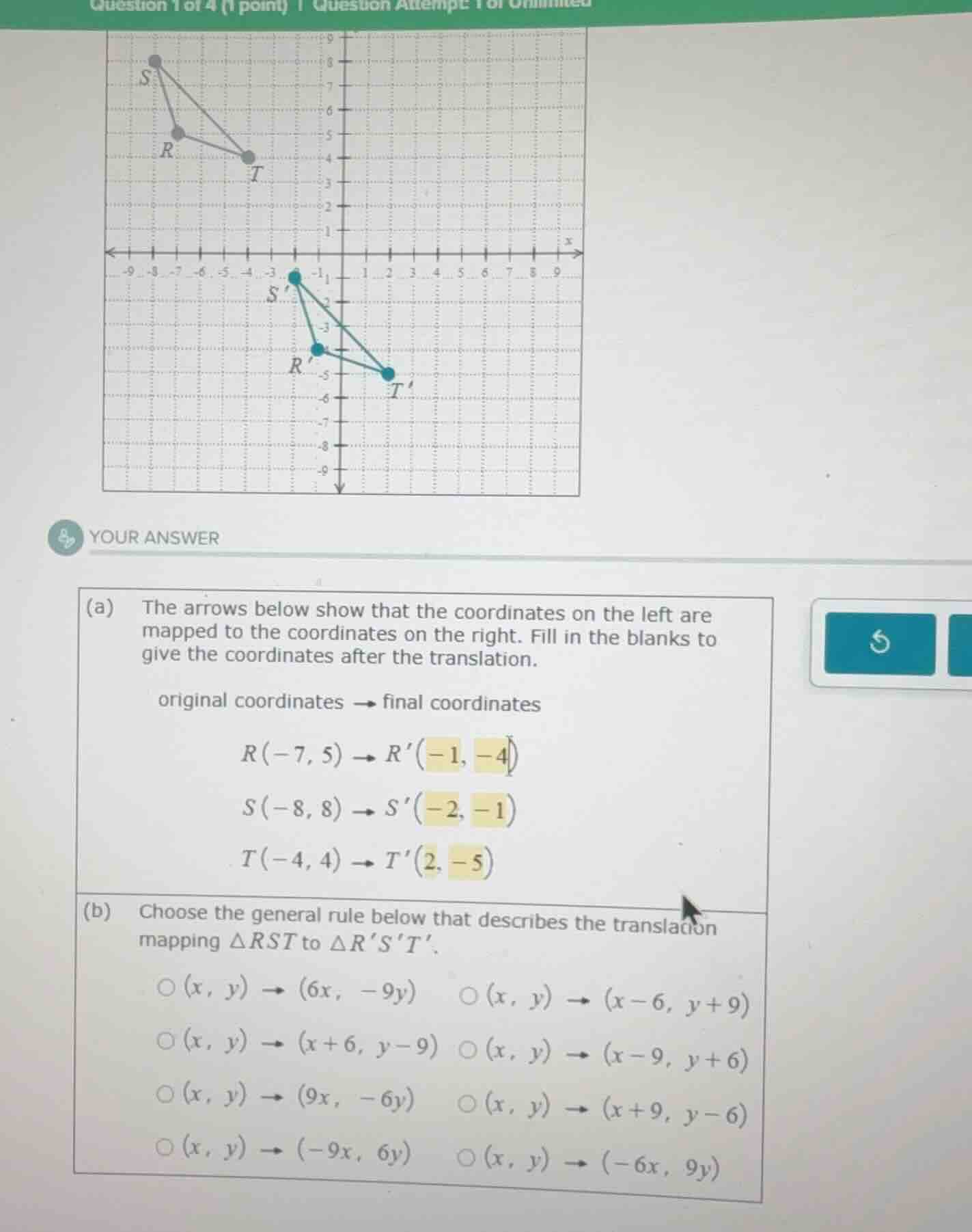 (a) the arrows below show that the coordinates on the left are mapped t…