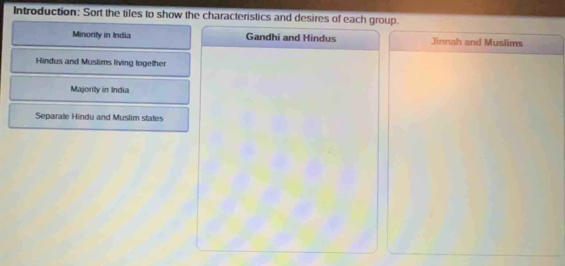 introduction: sort the tiles to show the characteristics and desires of…