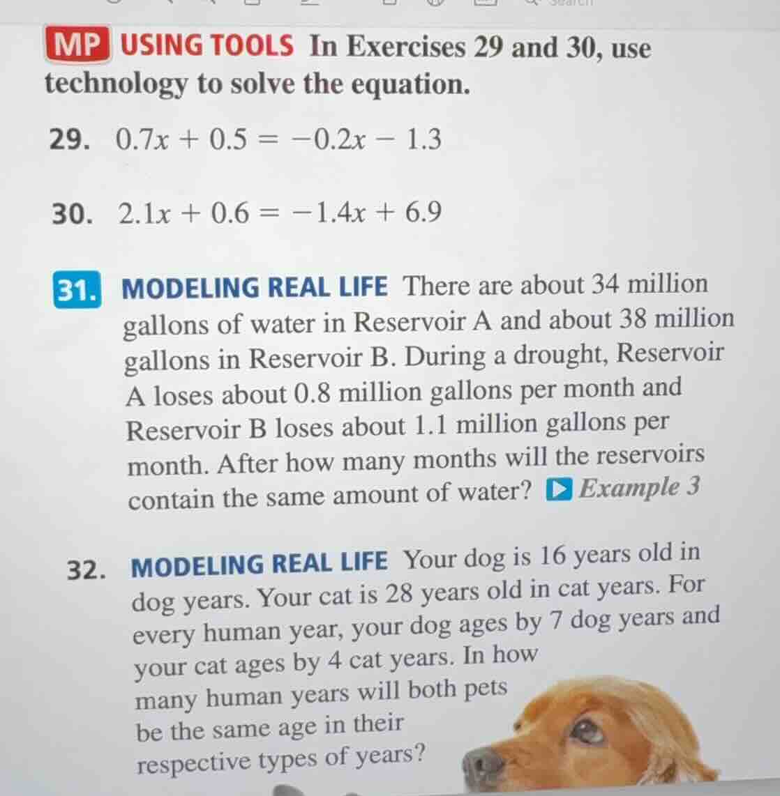mp using tools in exercises 29 and 30, use technology to solve the equa…