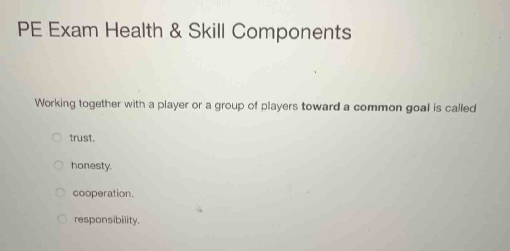 pe exam health & skill components working together with a player or a g…