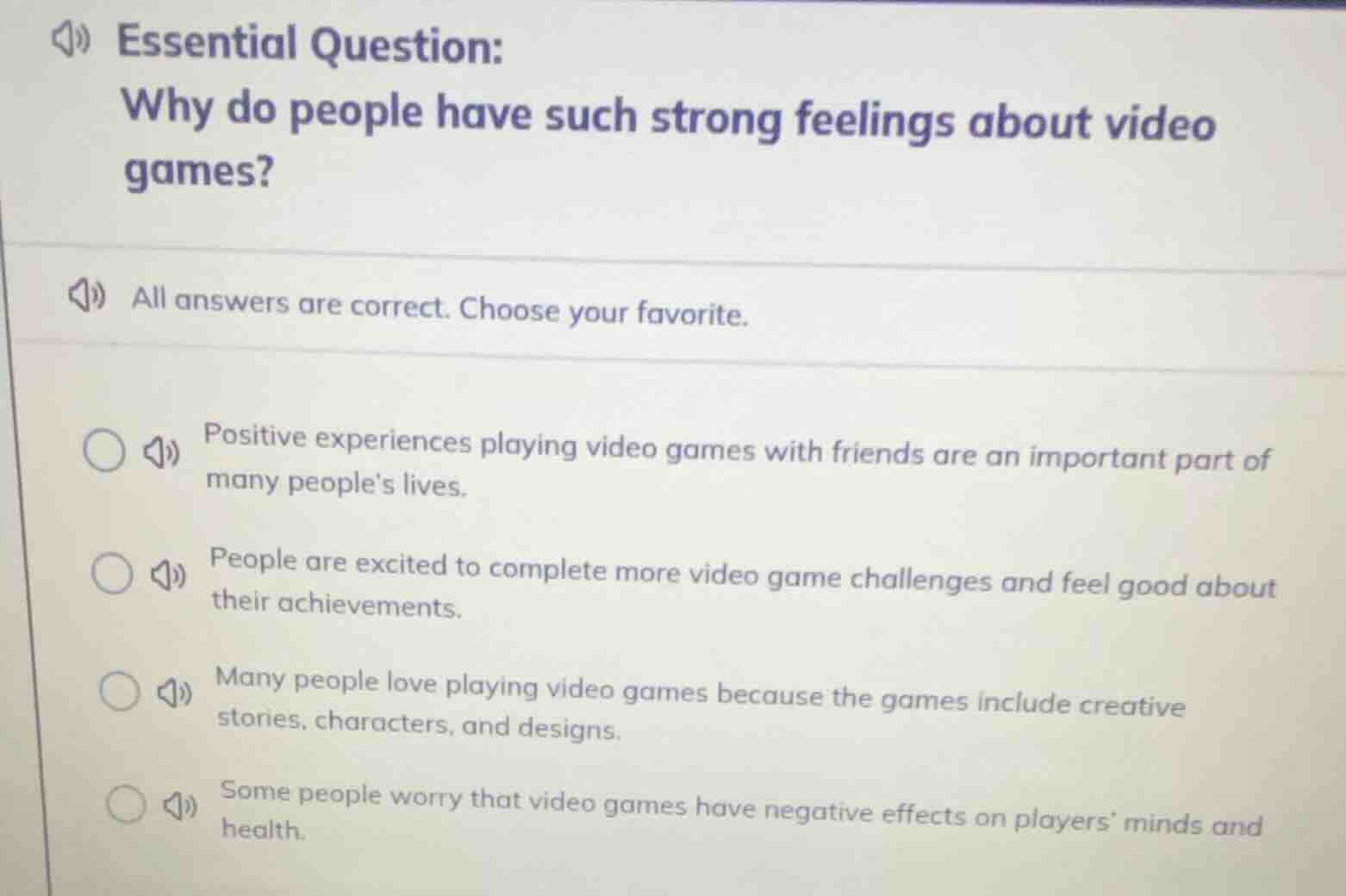 essential question: why do people have such strong feelings about video…