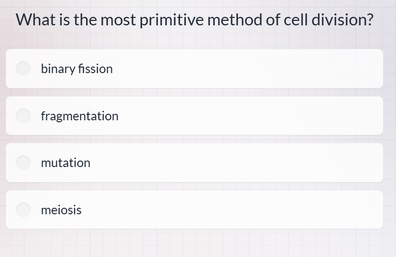 what is the most primitive method of cell division? binary fission frag…