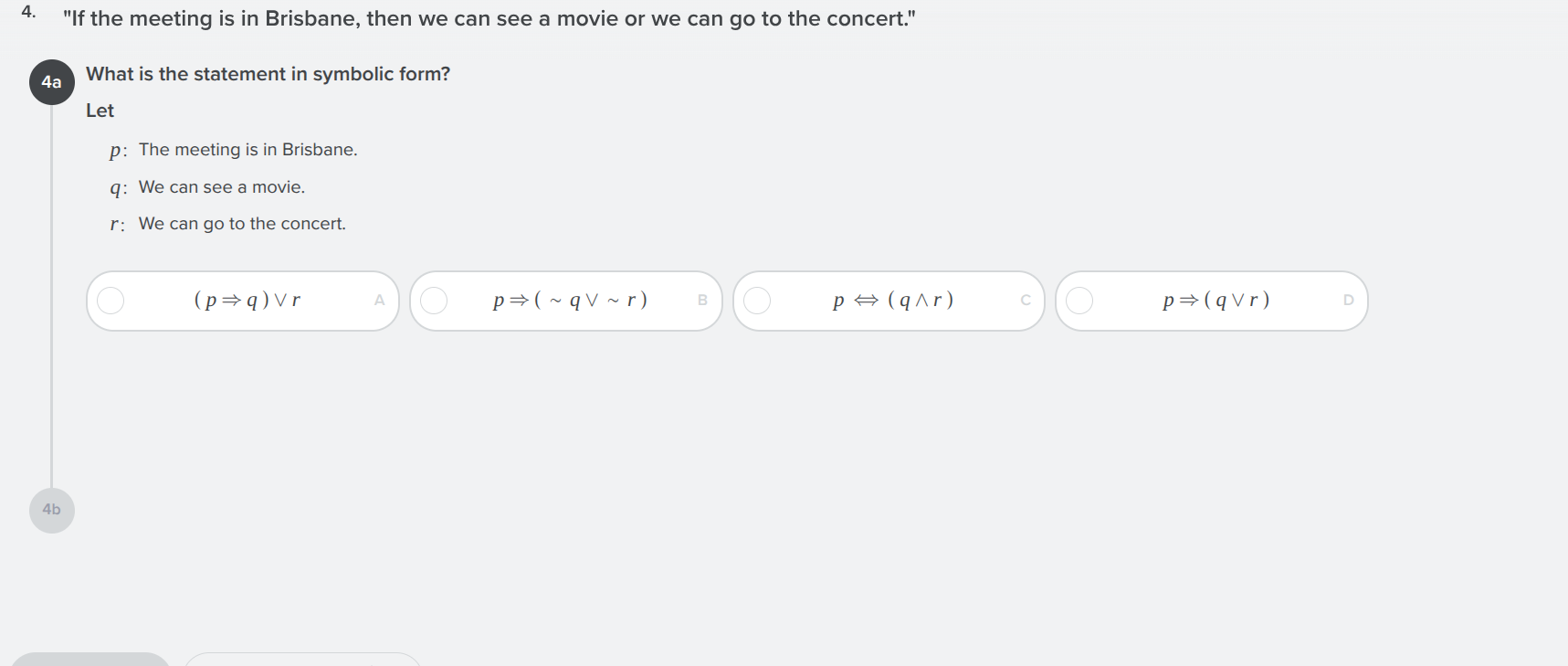 4. \if the meeting is in brisbane, then we can see a movie or we can go…