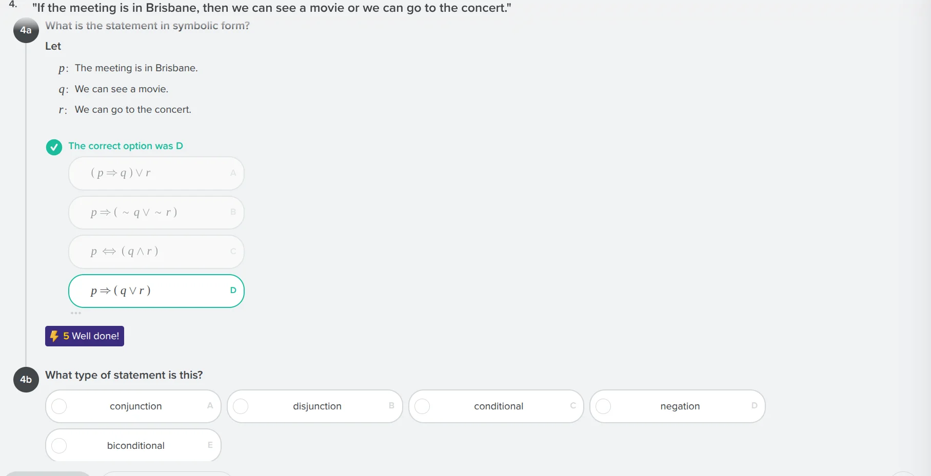 4. \if the meeting is in brisbane, then we can see a movie or we can go…