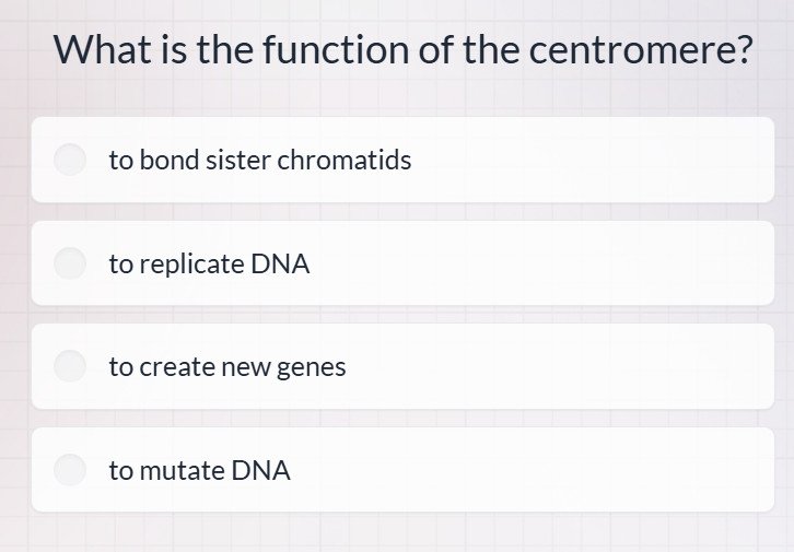 what is the function of the centromere? to bond sister chromatids to re…