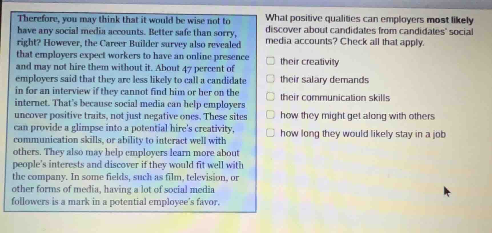 therefore, you may think that it would be wise not to have any social m…