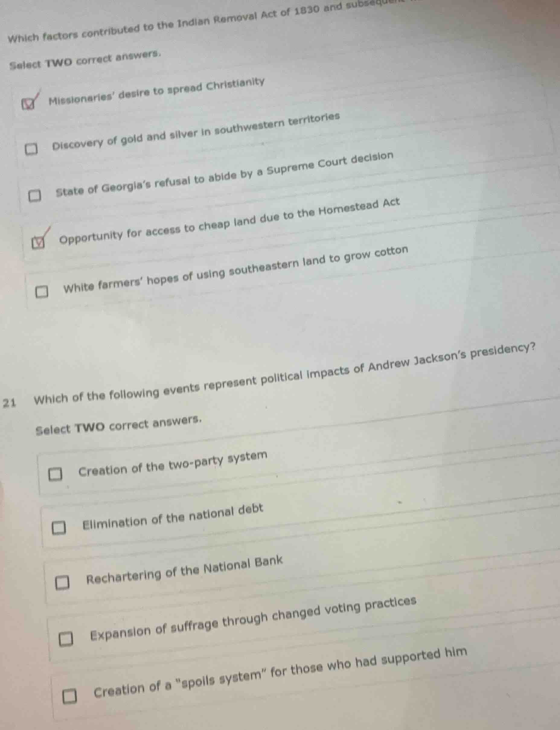 which factors contributed to the indian removal act of 1830 and subsequ…