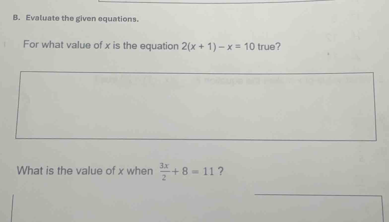 b. evaluate the given equations. for what value of x is the equation 2(…