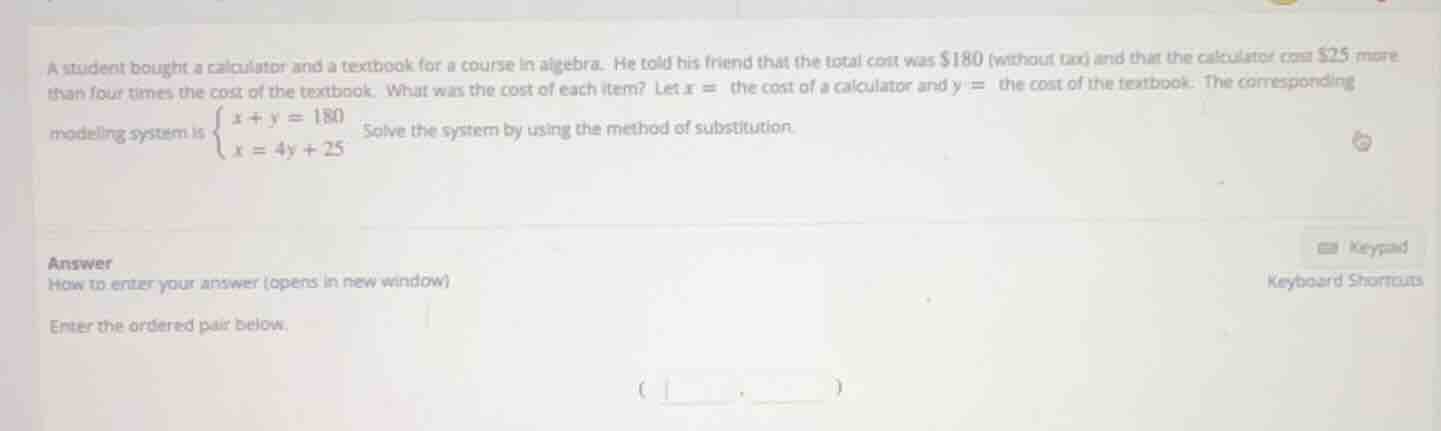 a student bought a calculator and a textbook for a course in algebra. h…