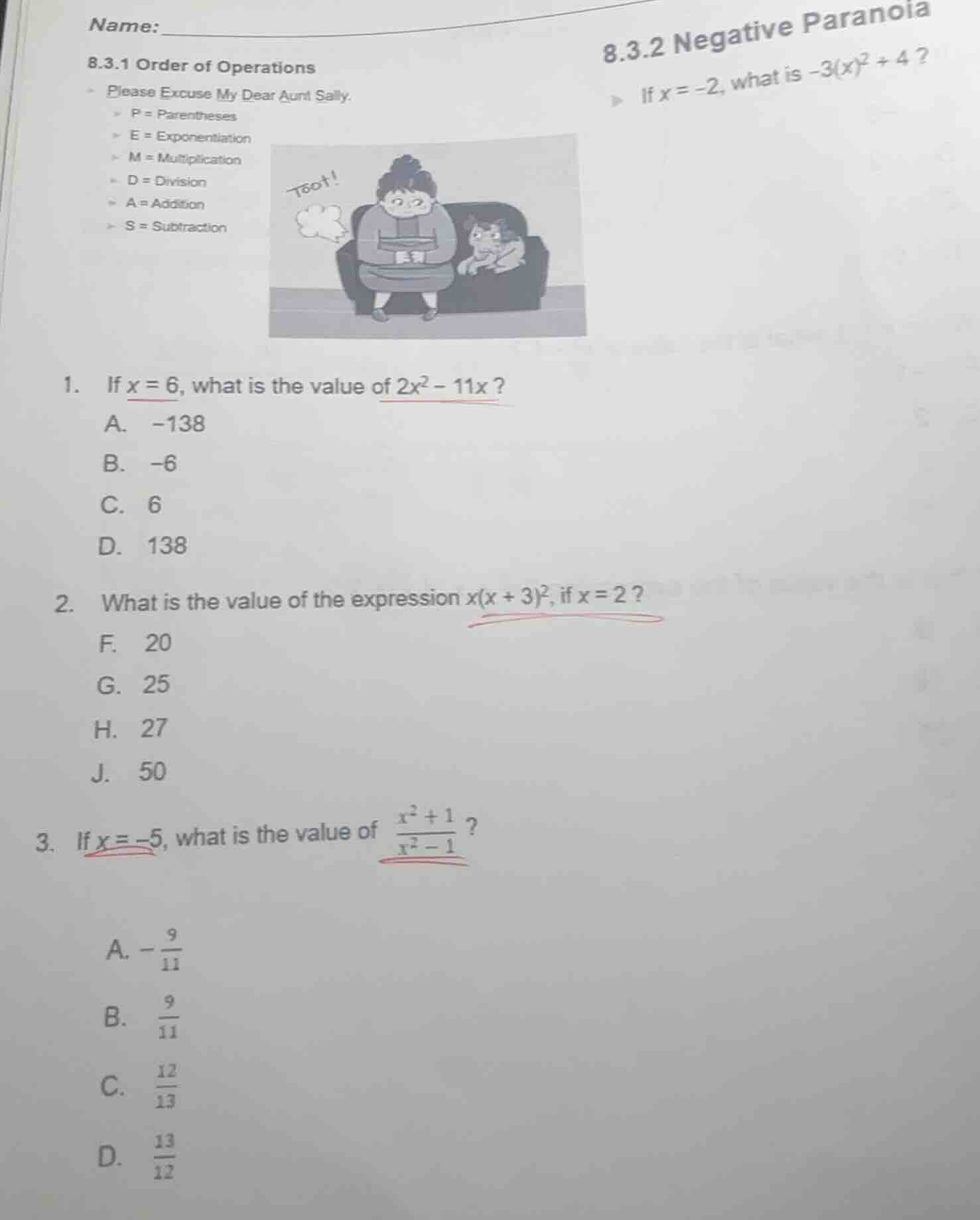 name: 8.3.1 order of operations please excuse my dear aunt sally. p = p…