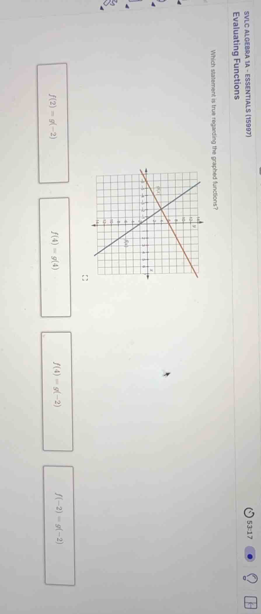 svlc algebra 1a - essentials (15997) evaluating functions which stateme…