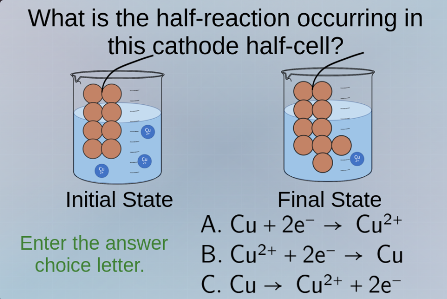 what is the half - reaction occurring in this cathode half - cell? init…