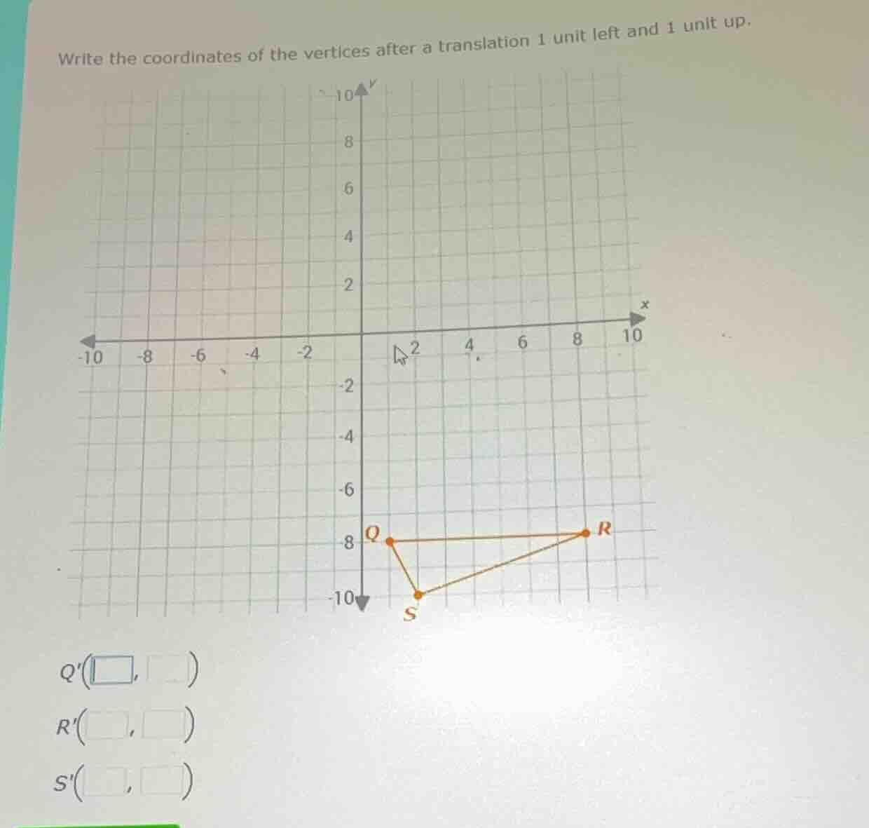 write the coordinates of the vertices after a translation 1 unit left a…