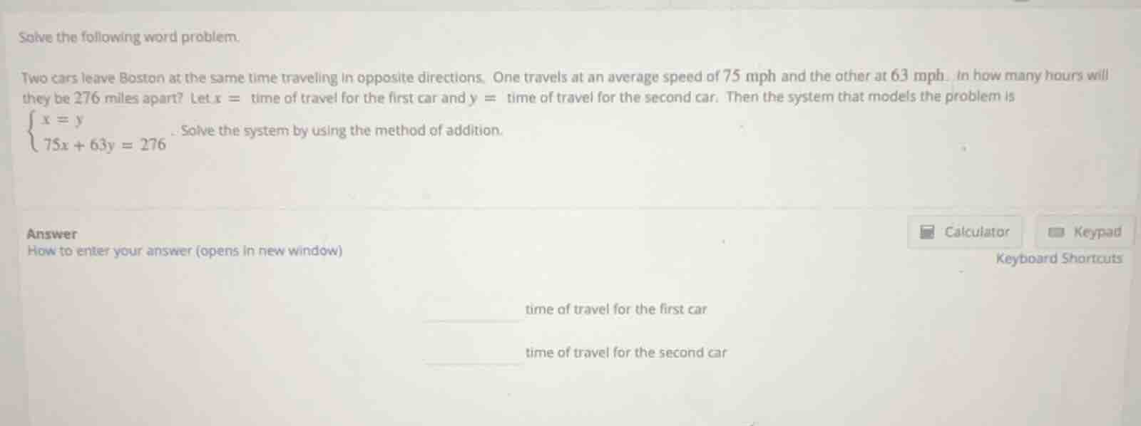 solve the following word problem. two cars leave boston at the same tim…