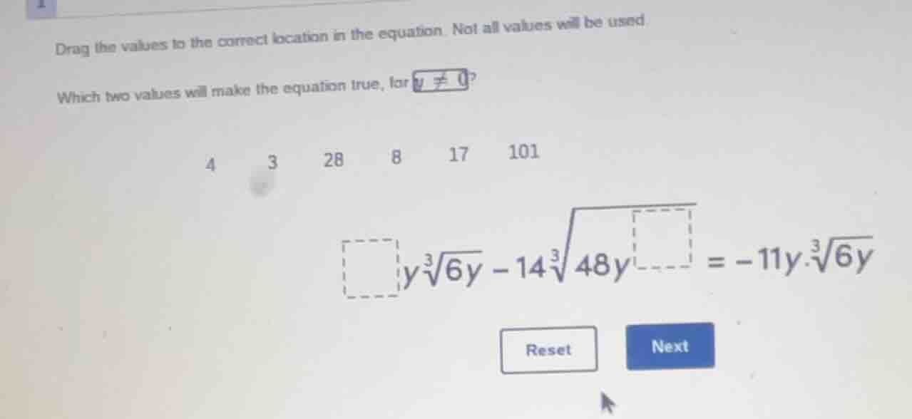 drag the values to the correct location in the equation. not all values…