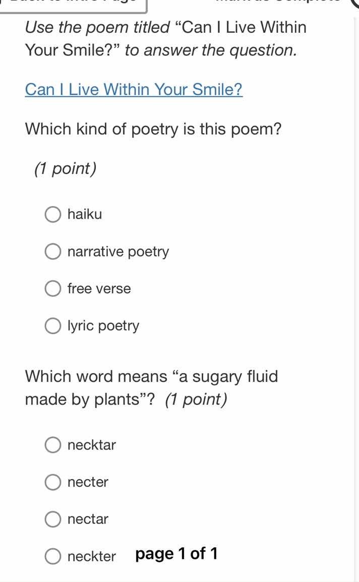 use the poem titled “can i live within your smile?” to answer the quest…