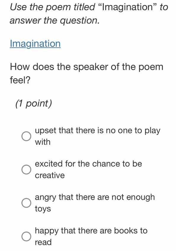 use the poem titled “imagination” to answer the question. imagination h…