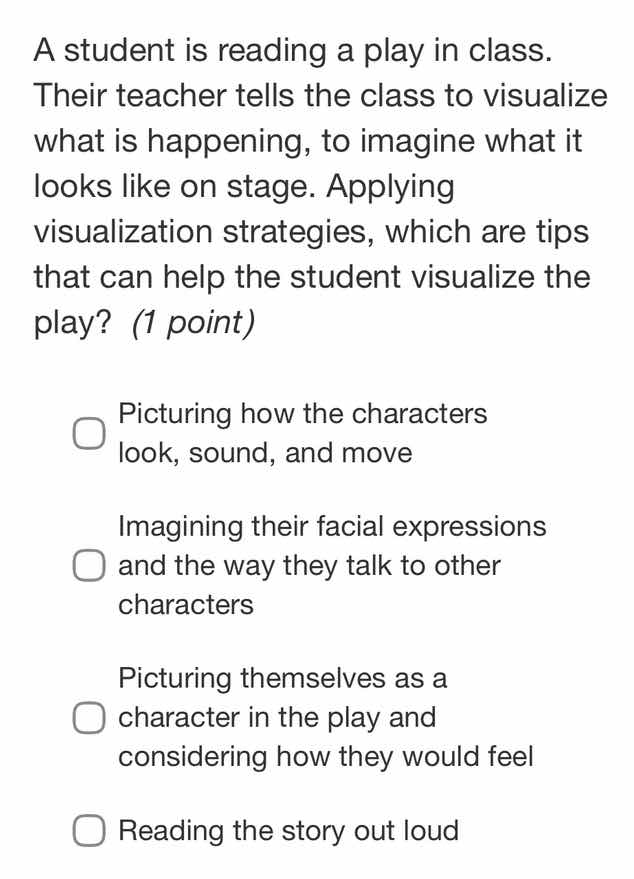 a student is reading a play in class. their teacher tells the class to …