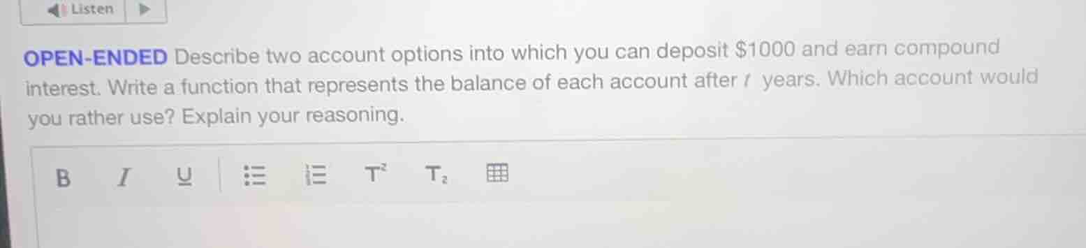 open-ended describe two account options into which you can deposit $100…