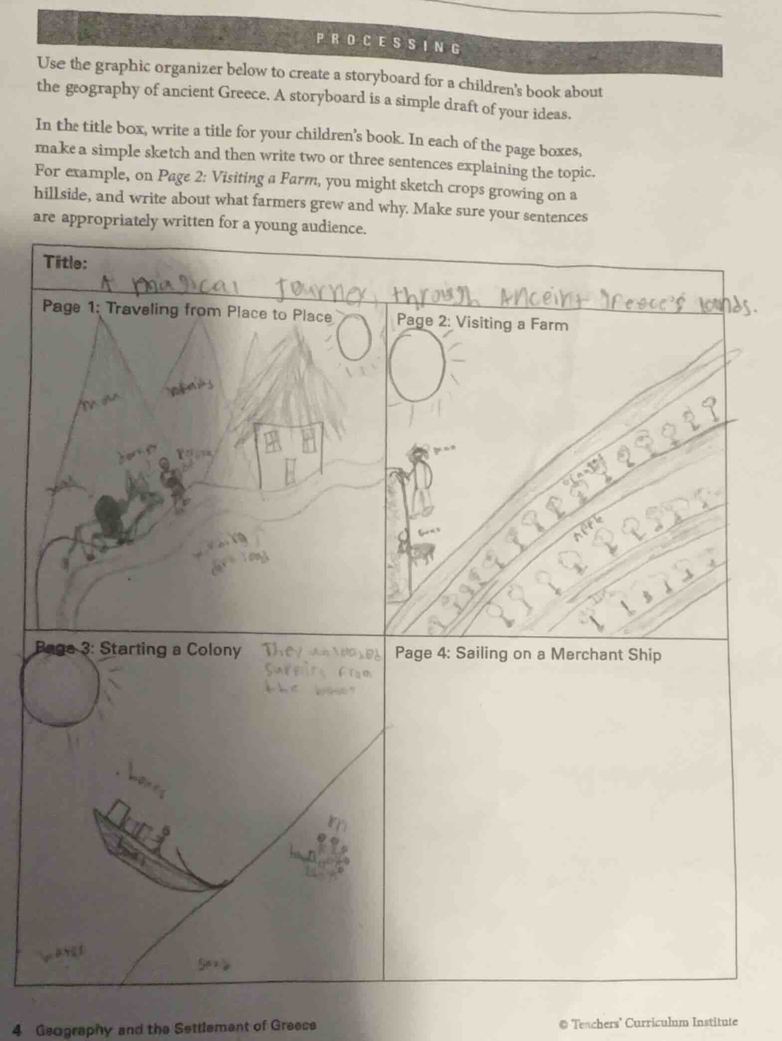processing use the graphic organizer below to create a storyboard for a…