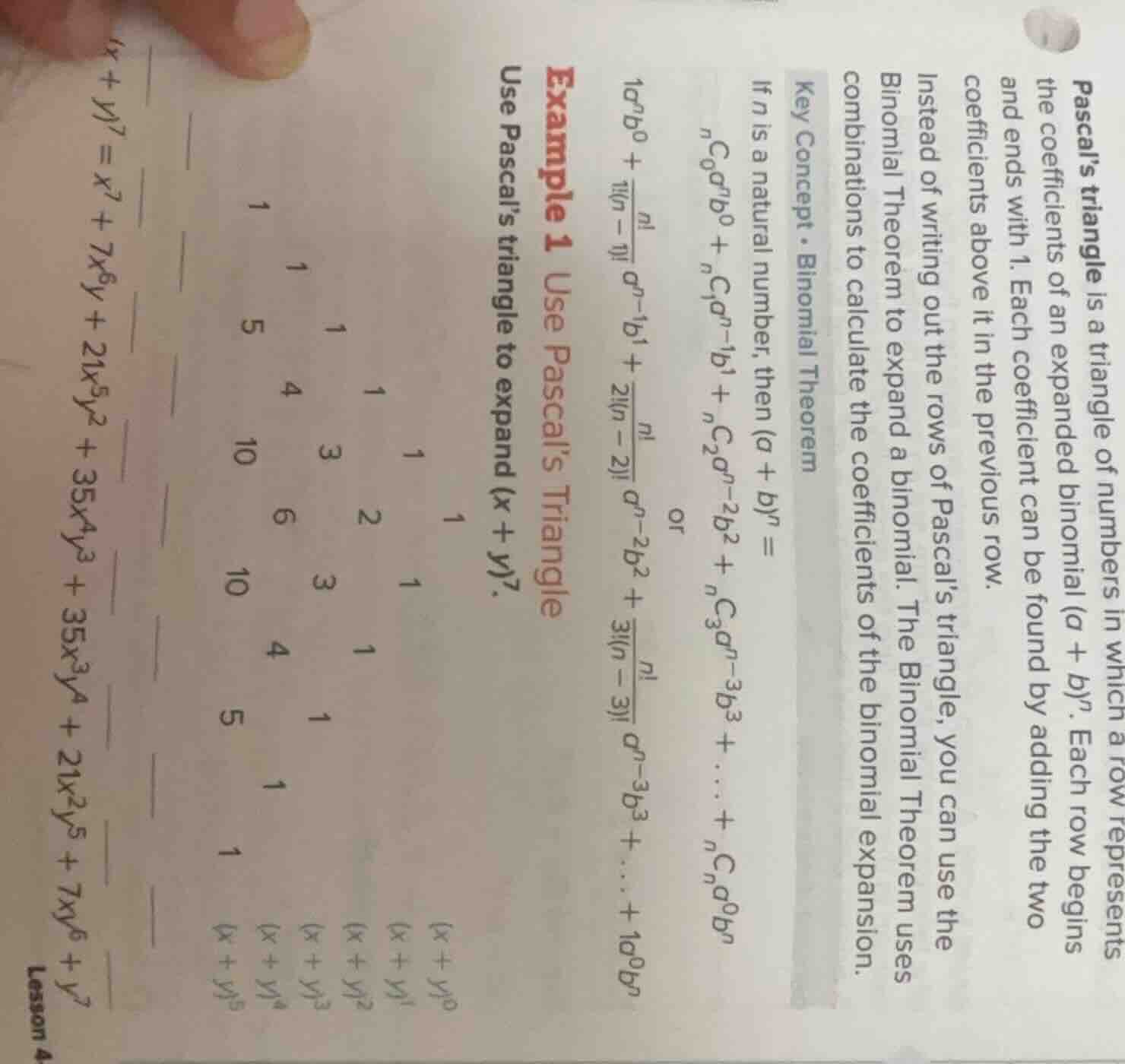 pascal’s triangle is a triangle of numbers in which a row represents th…